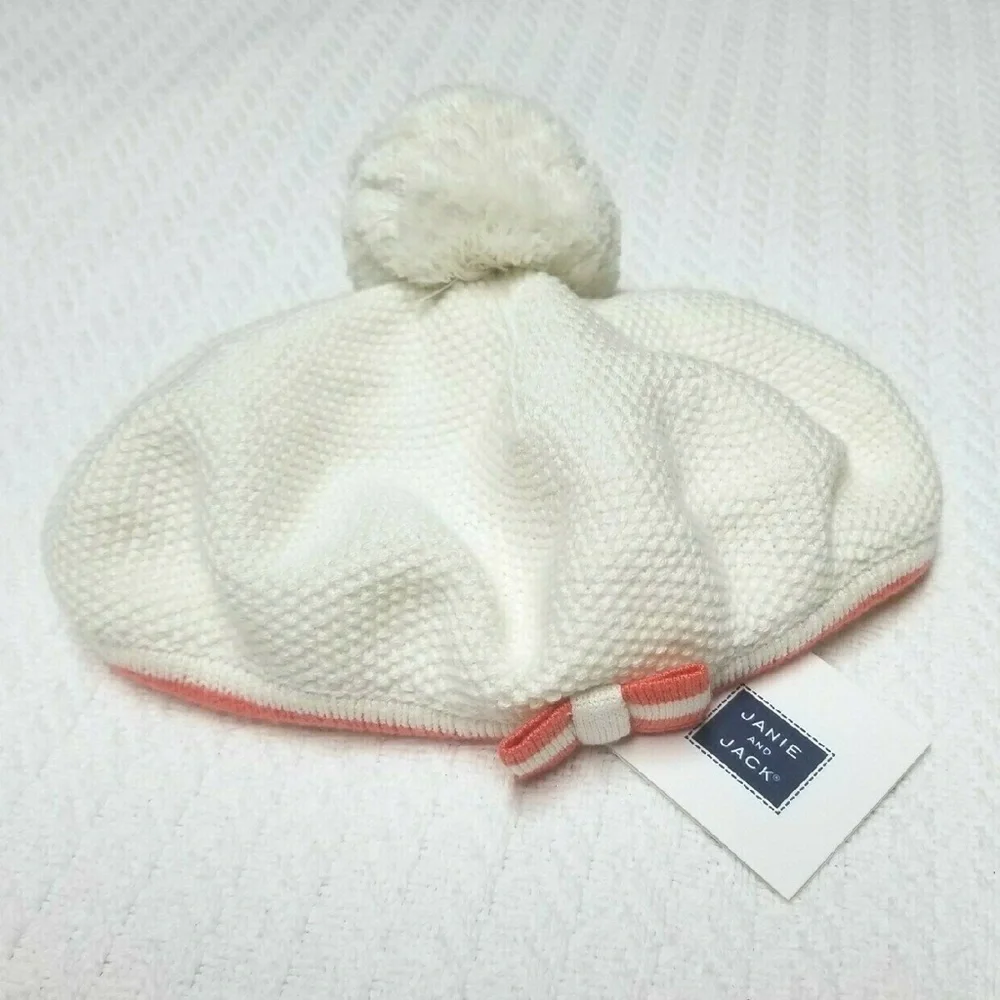 Janie & Jack Knit Pompom Beret 0-3 months